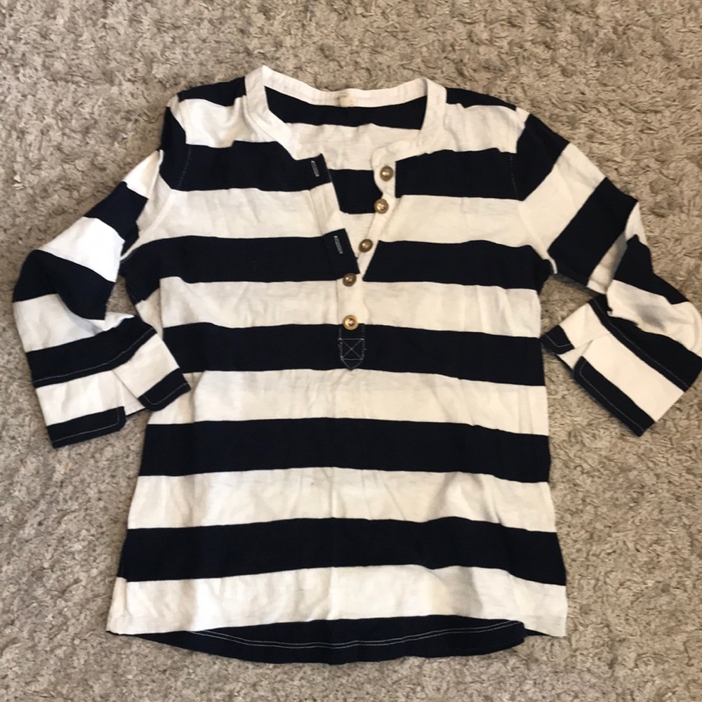 J. Crew Navy & White 3/4 sleeve tee - Picture 2 of 4